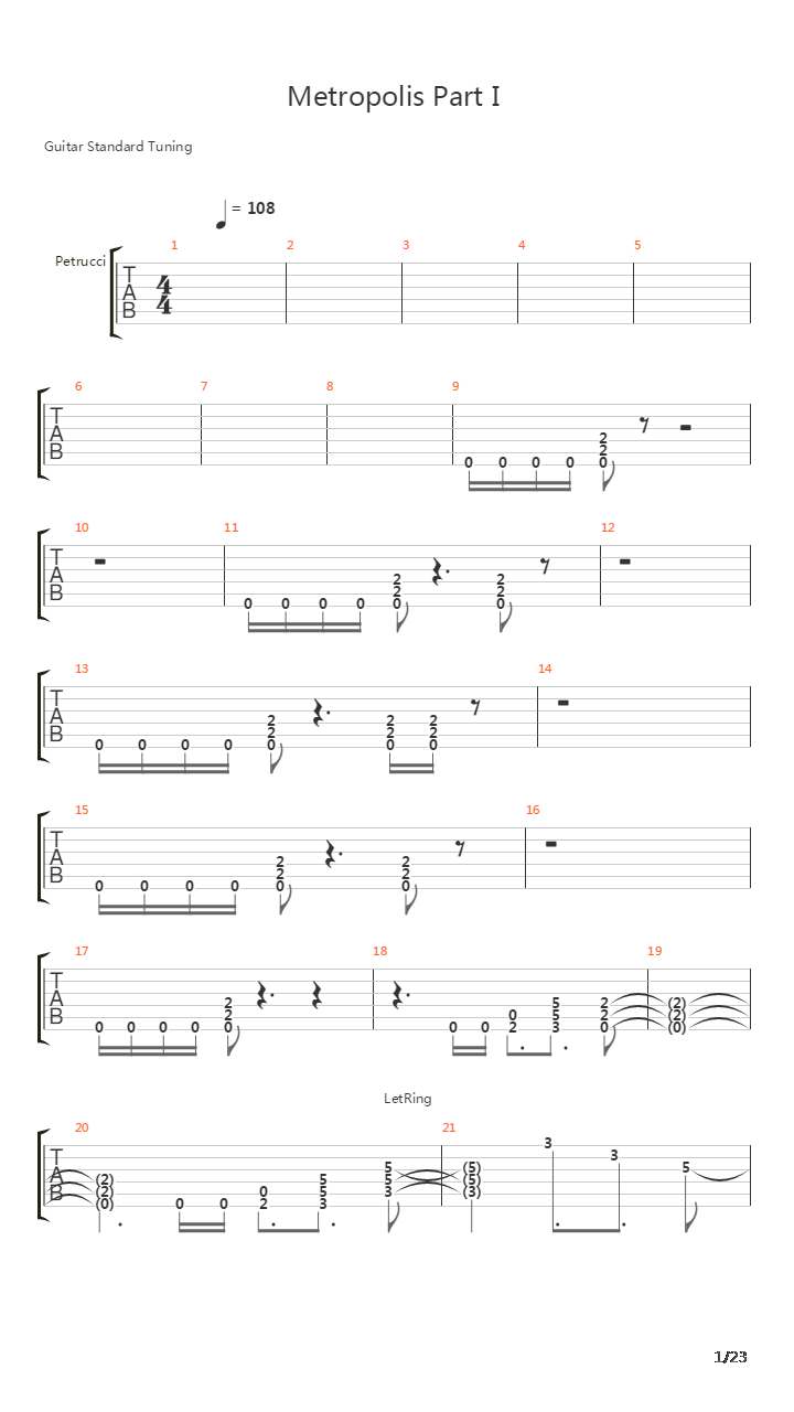 Metropolis Part 1 The Miracle And The Sleeper吉他谱