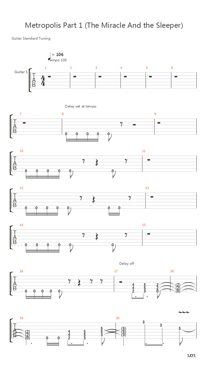 Metropolis Part 1吉他谱