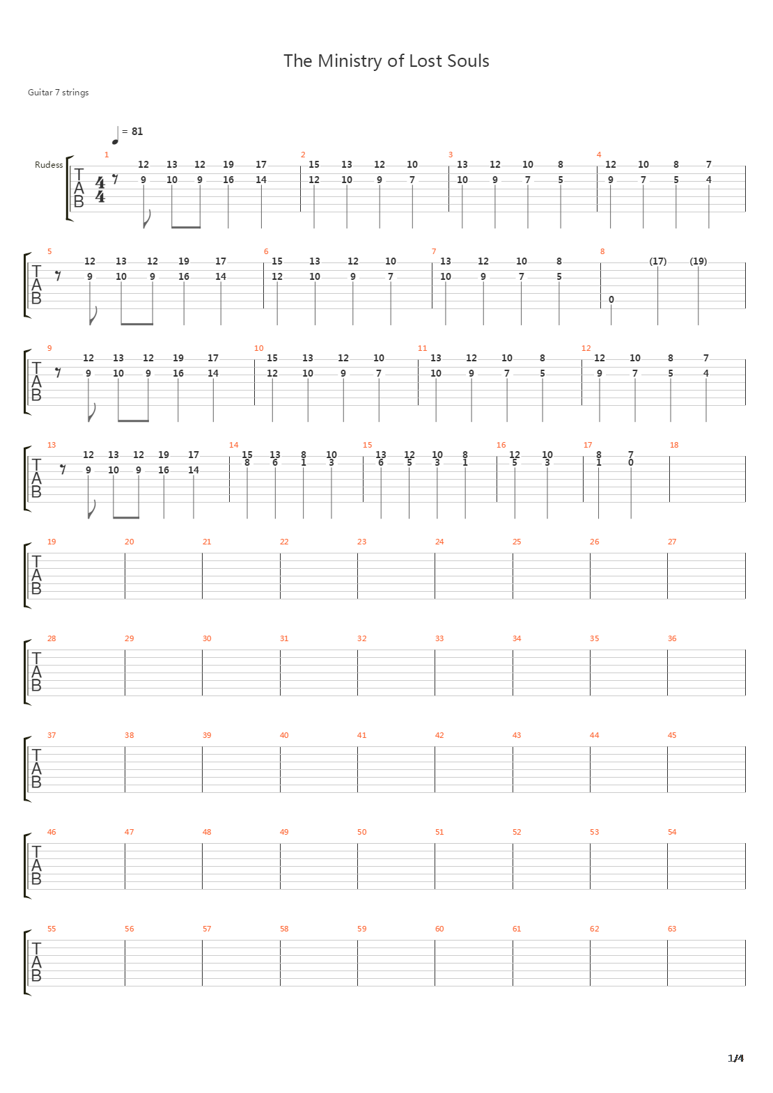 Ministry Of Lost Souls吉他谱