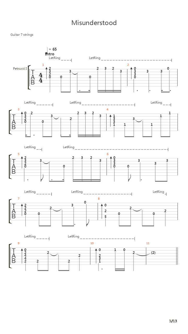 Misunderstood吉他谱