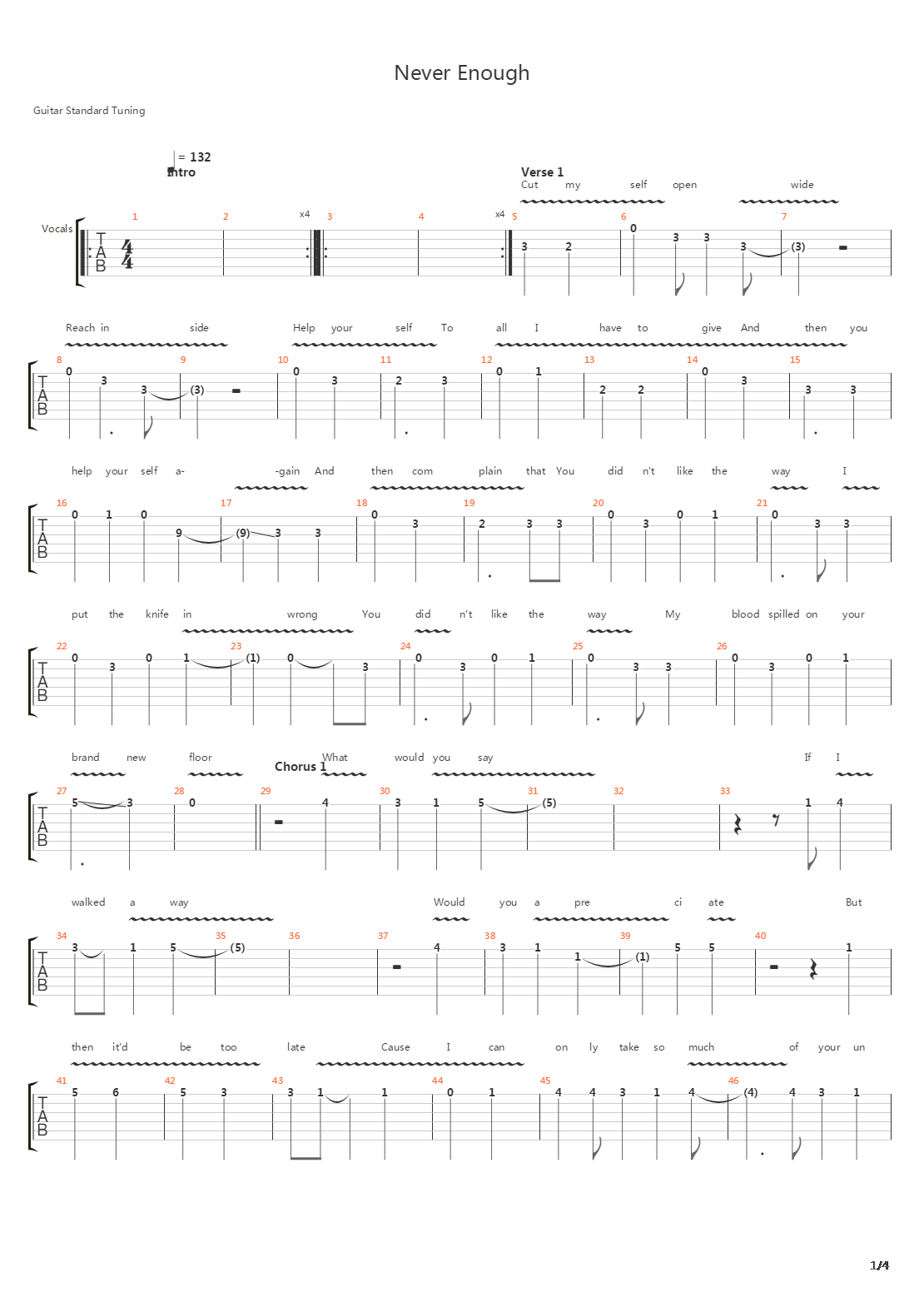 Never Enough吉他谱