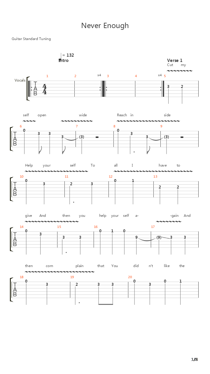 Never Enough吉他谱