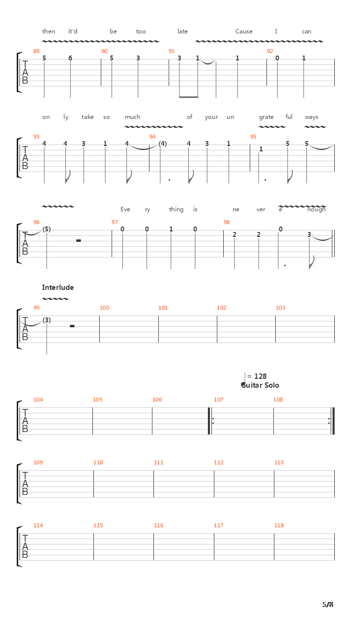 Never Enough吉他谱