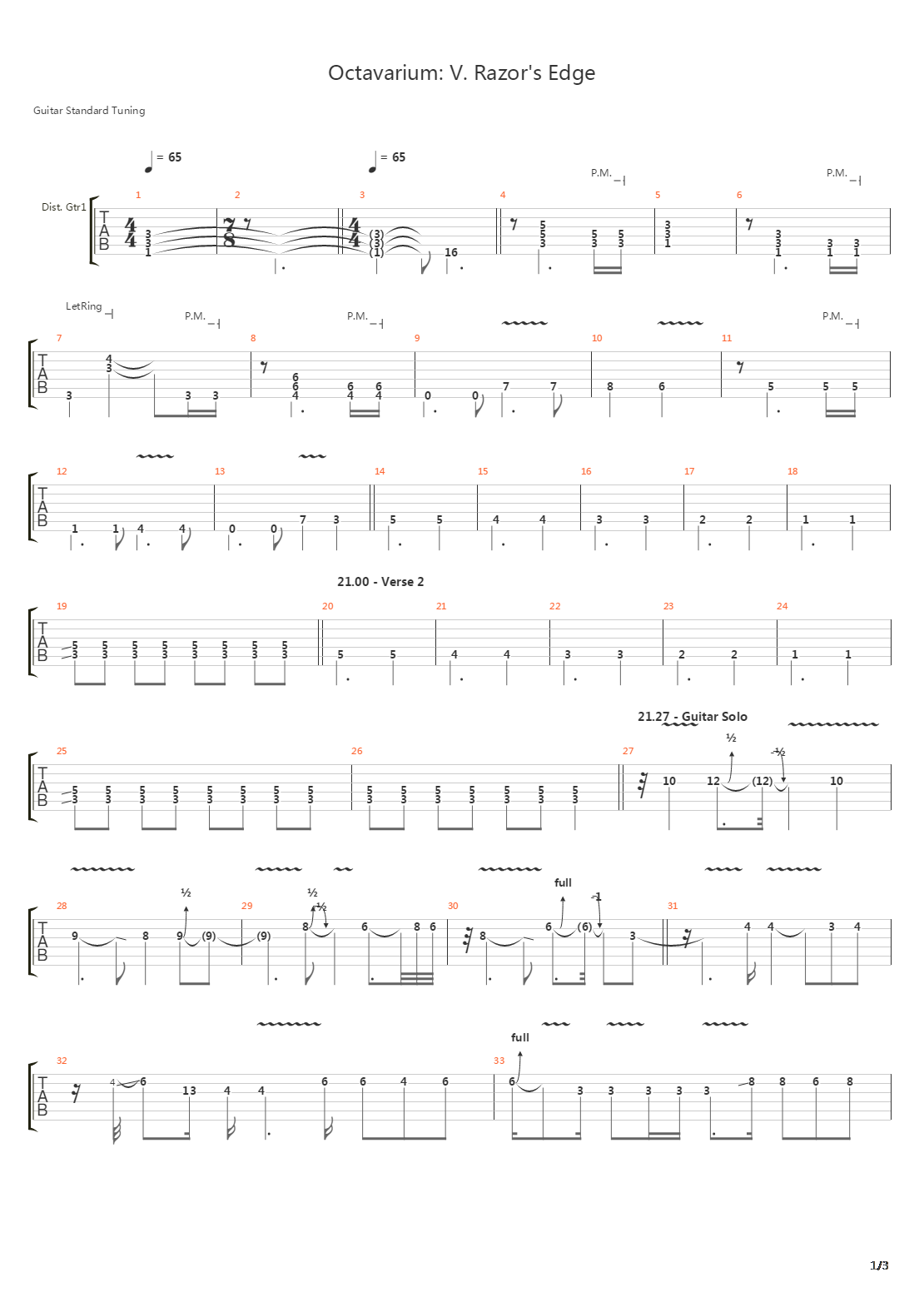 Octavarium - Razors Edge吉他谱