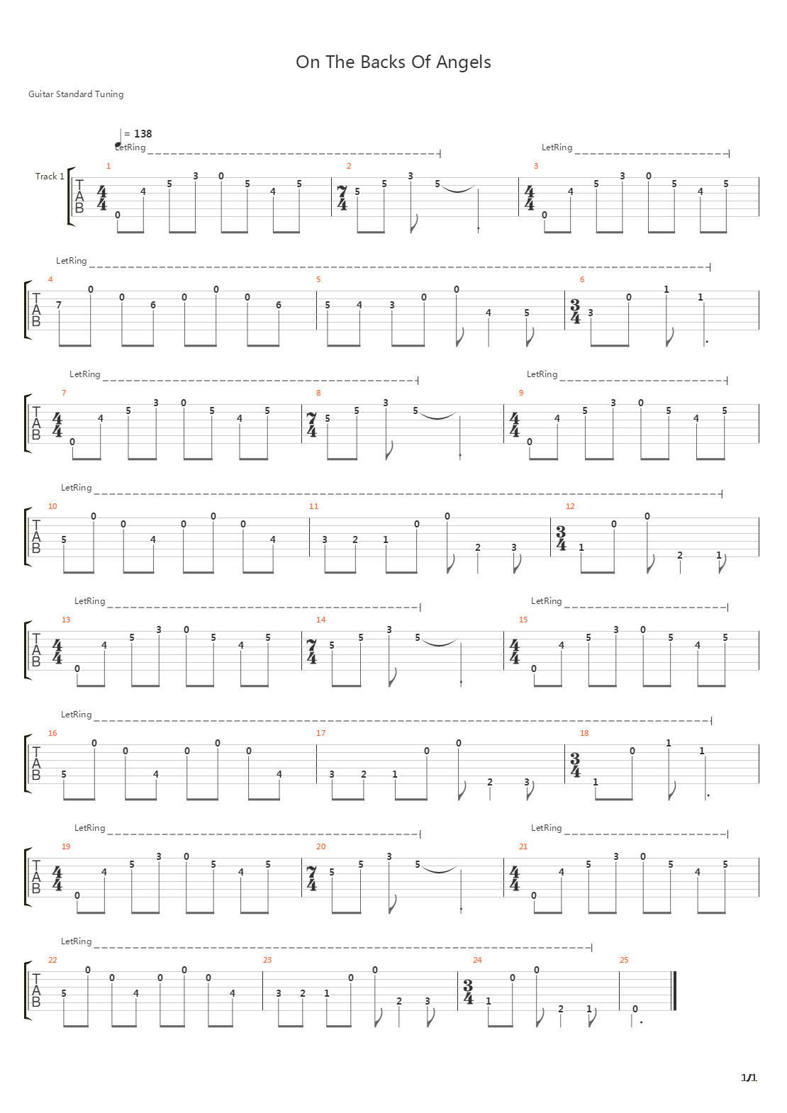 On The Backs Of Angels吉他谱