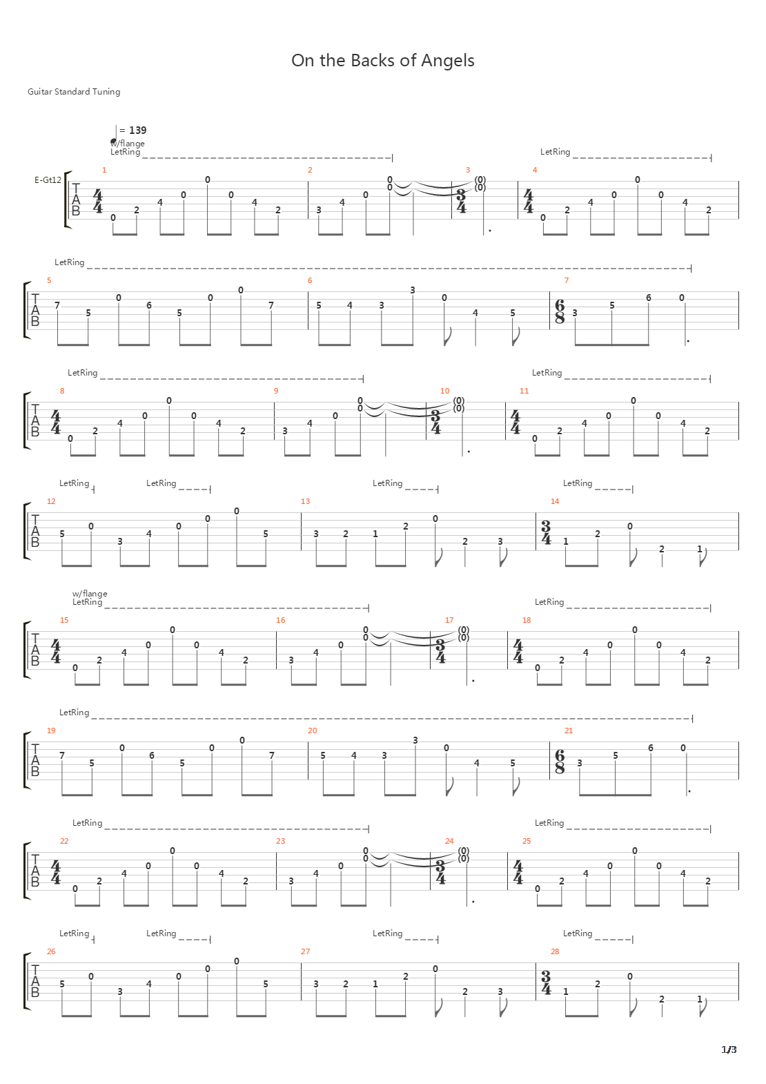 On The Backs Of Angels吉他谱