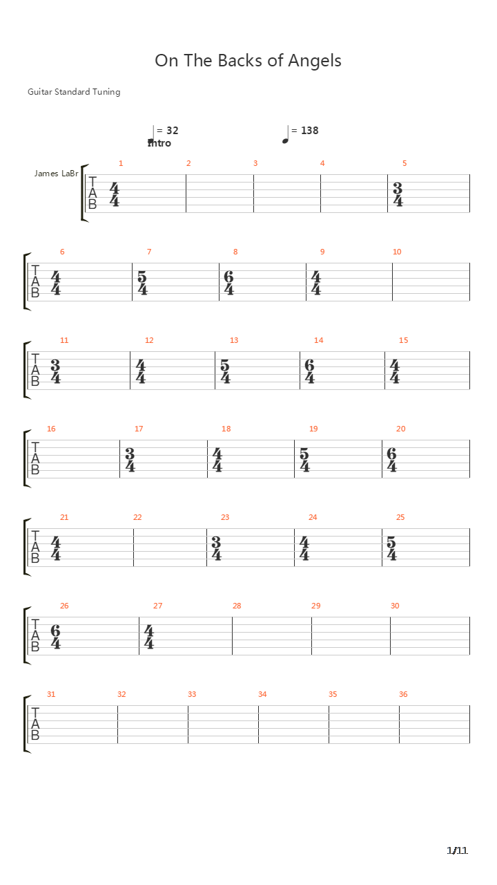 On The Backs Of Angels吉他谱