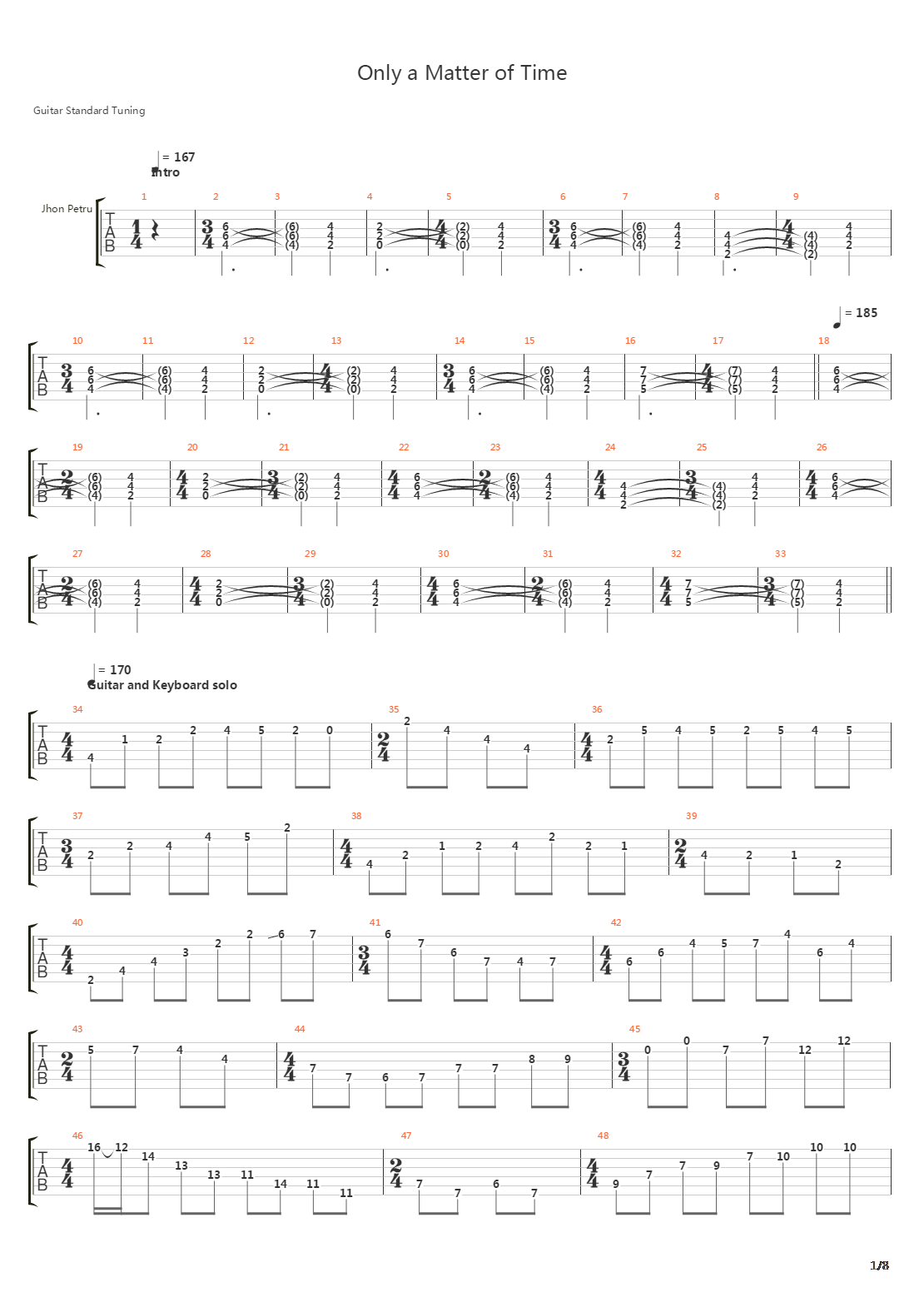 Only A Matter Of Time吉他谱