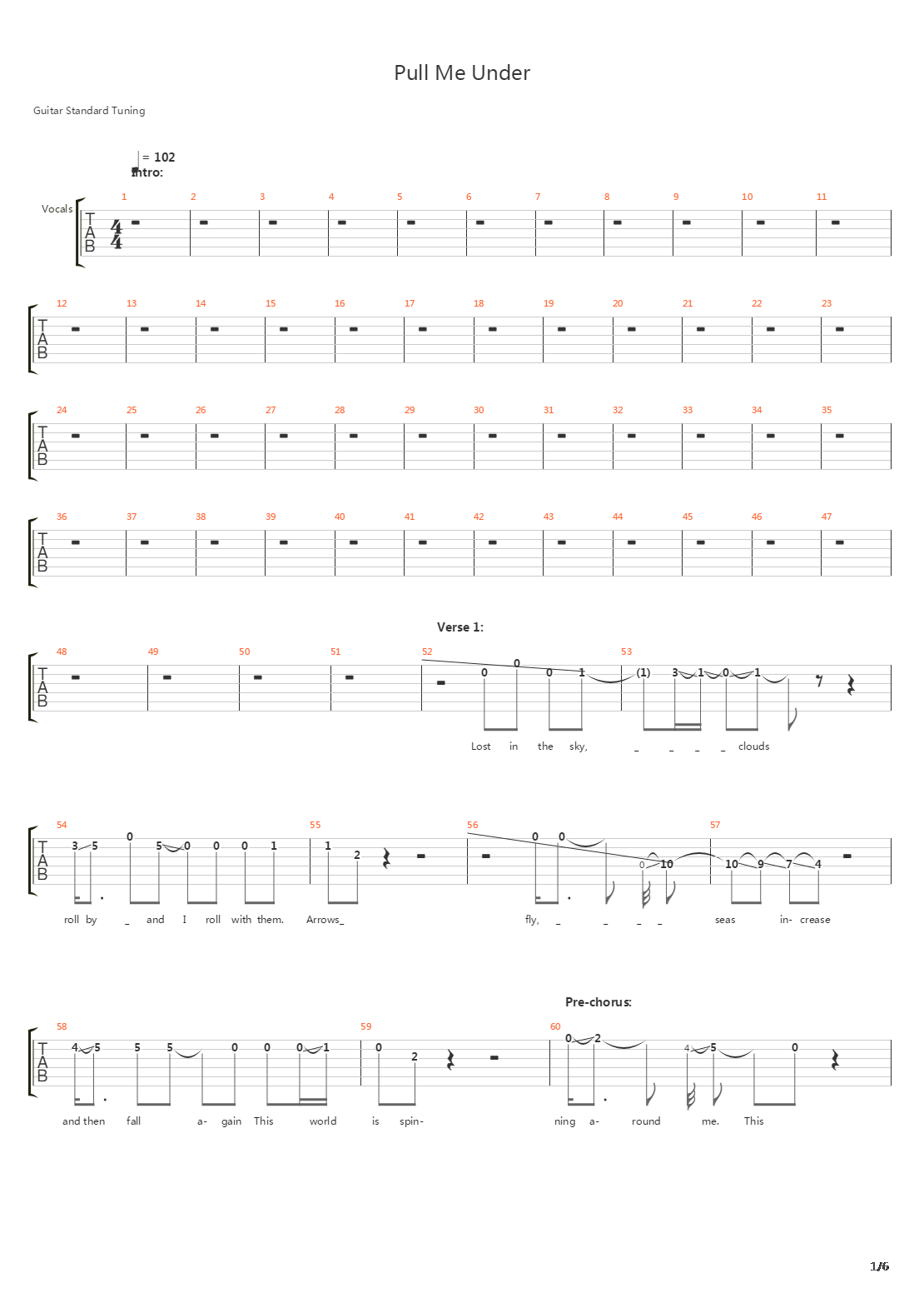 Pull Me Under吉他谱