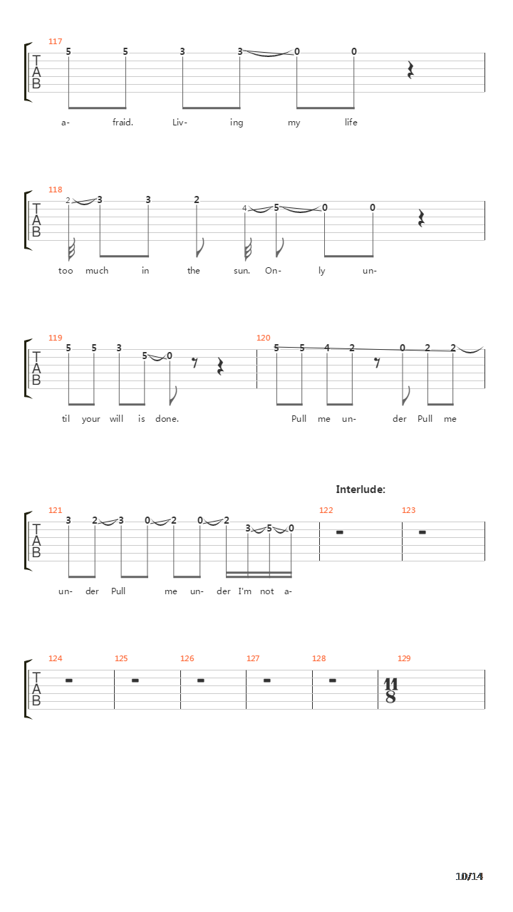 Pull Me Under吉他谱