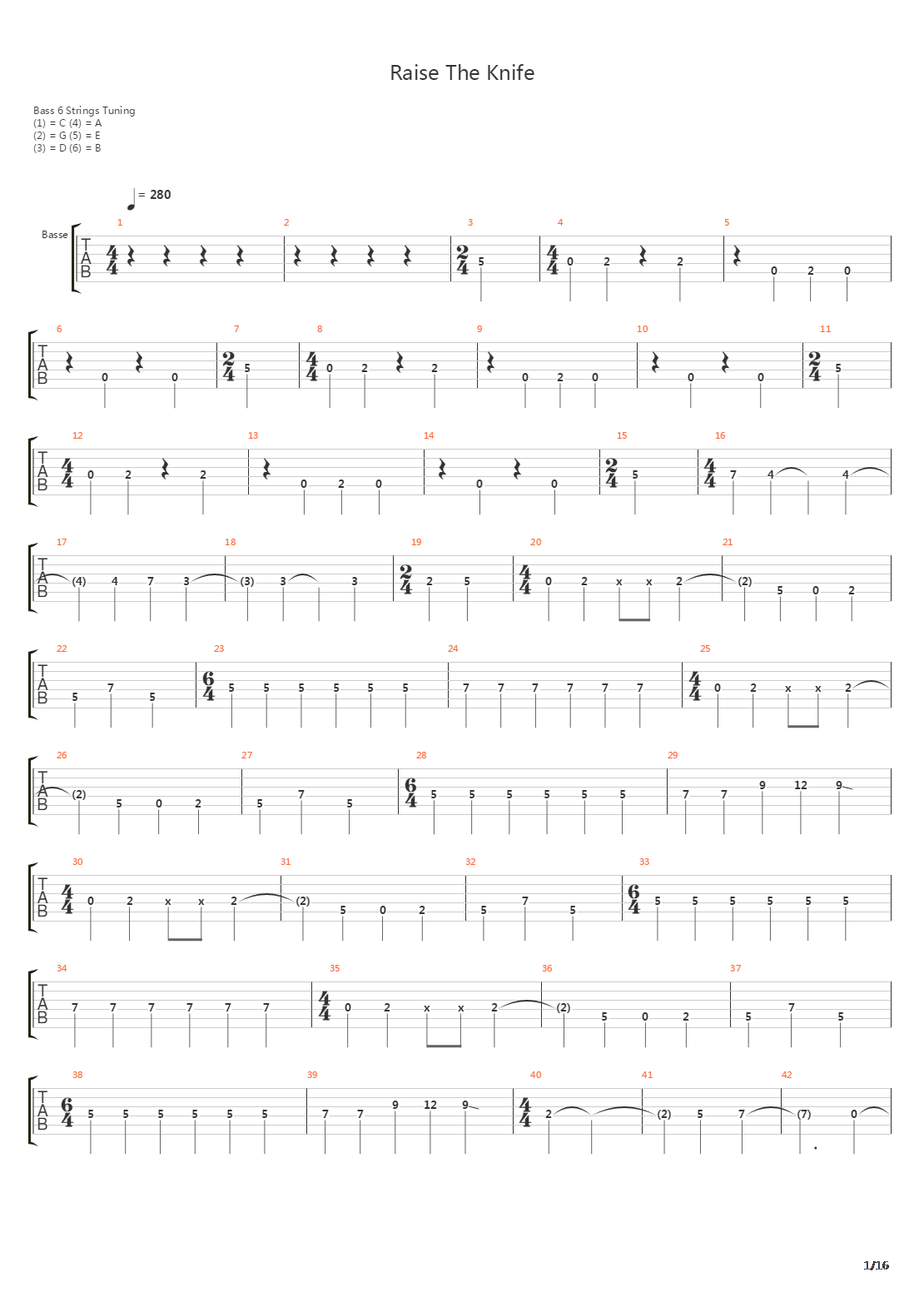 Raise The Knife吉他谱
