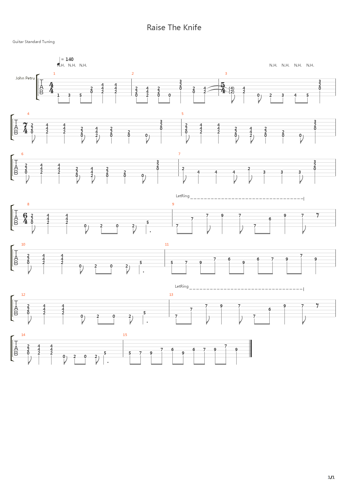 Raise The Knife吉他谱