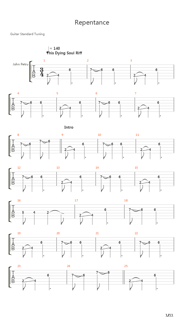 Repentance吉他谱
