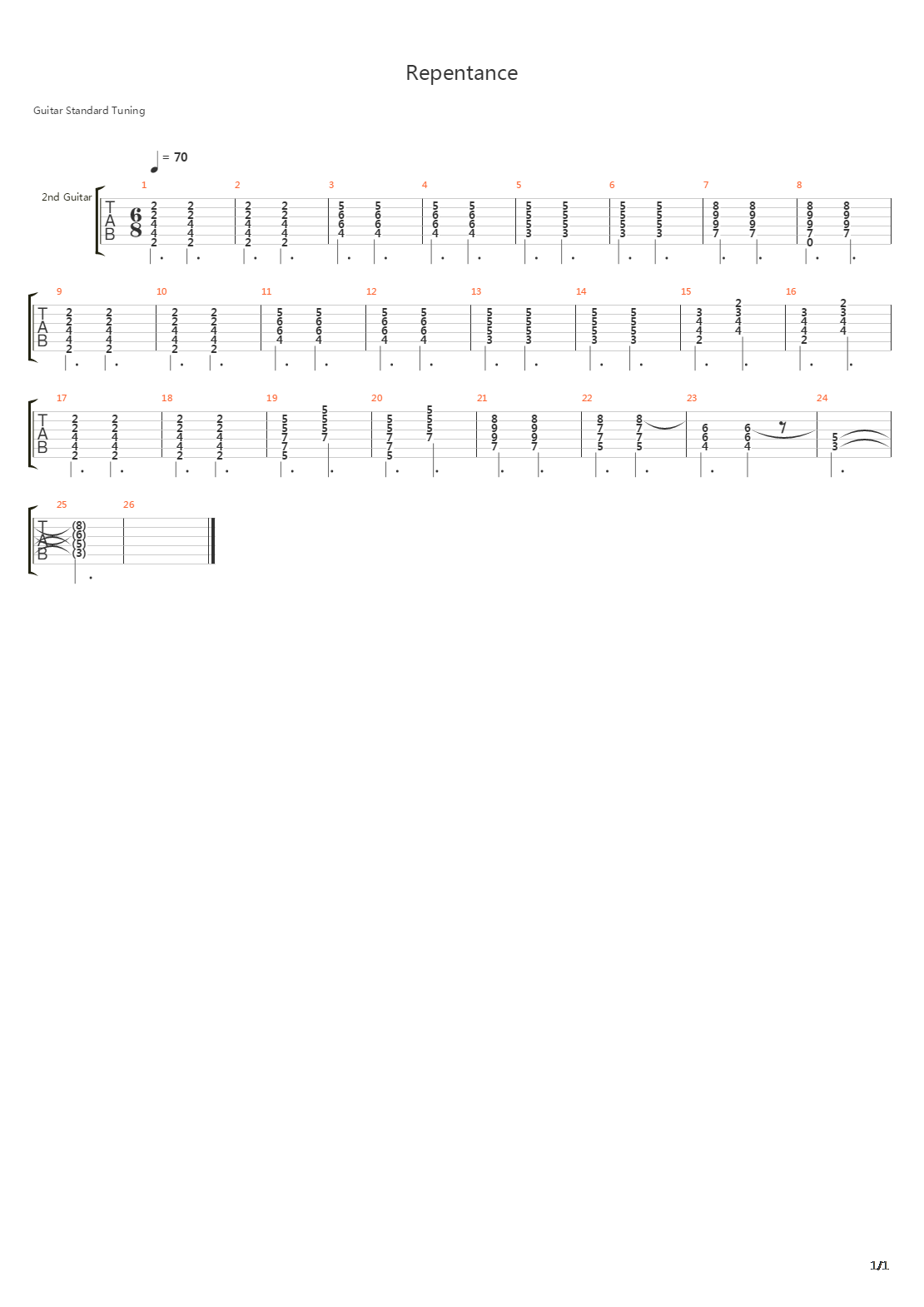 Repentance吉他谱