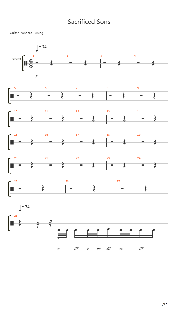 Sacrificed Sons吉他谱