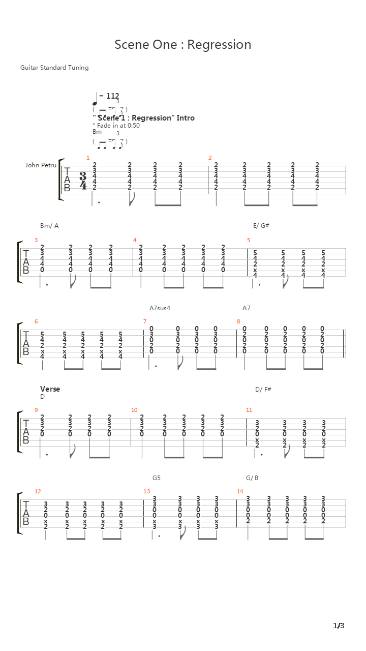 Scene One Regression吉他谱