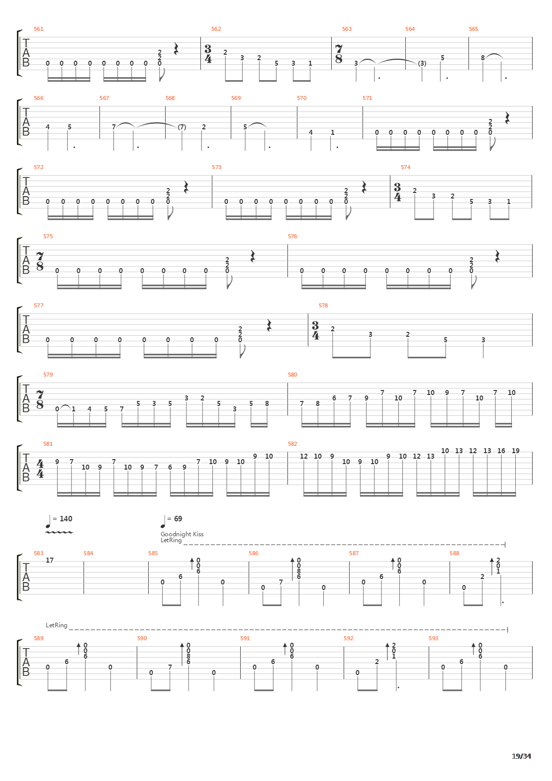 Six Degrees Of Inner Turbulence吉他谱