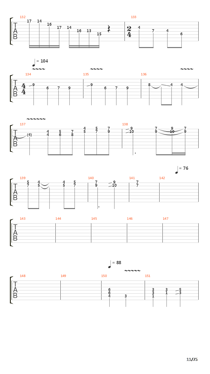 Six Degrees Of Inner Turbulence吉他谱