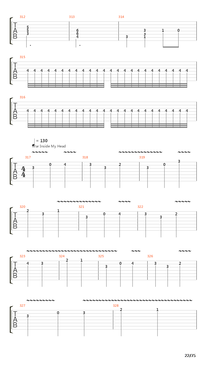 Six Degrees Of Inner Turbulence吉他谱