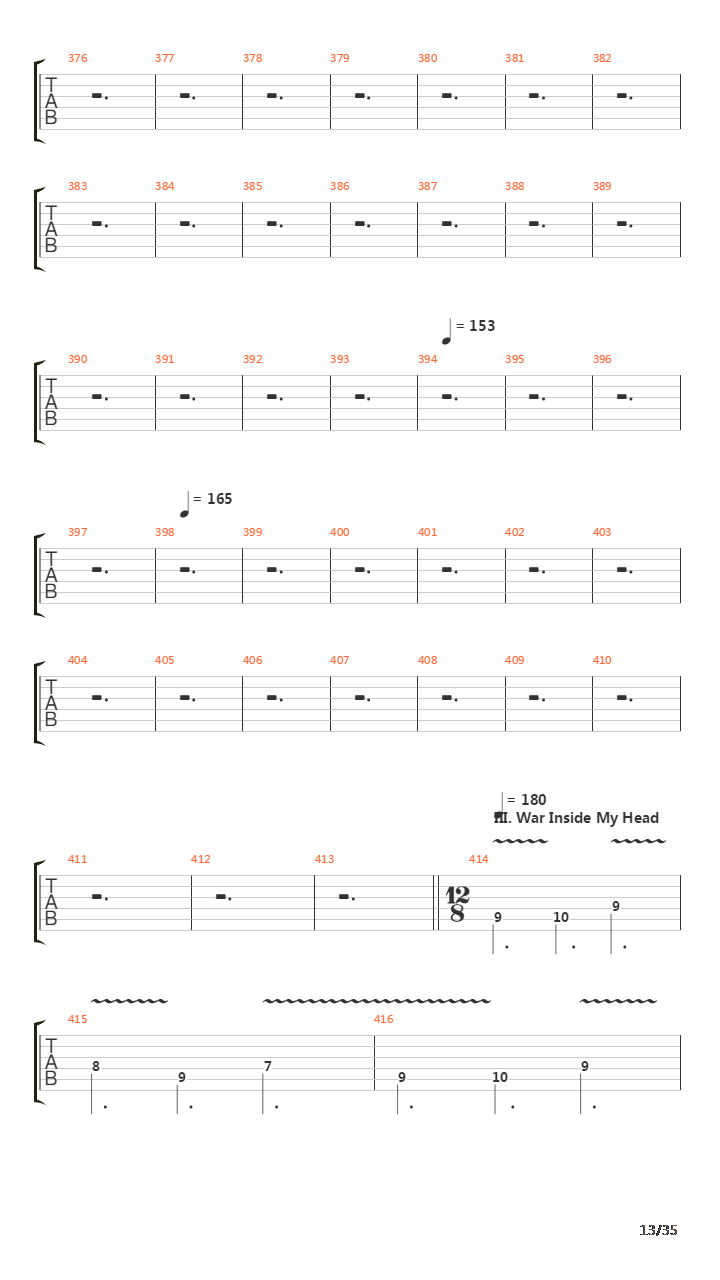 Six Degrees Of Inner Turbulence吉他谱