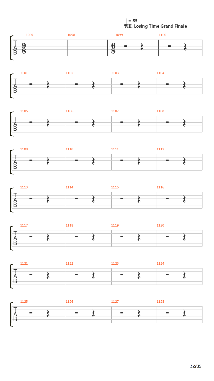 Six Degrees Of Inner Turbulence吉他谱