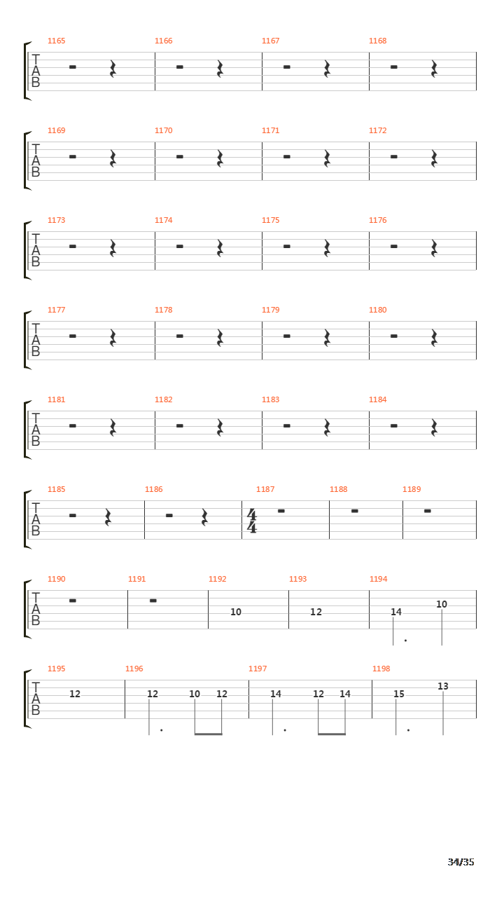 Six Degrees Of Inner Turbulence吉他谱