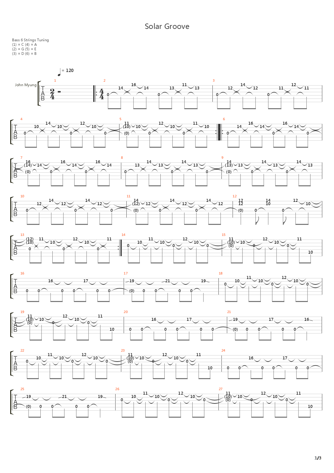 Solar Groove吉他谱