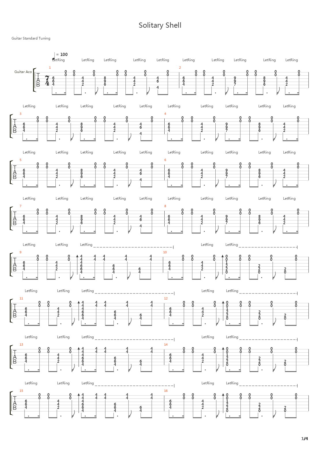 Solitary Shell吉他谱