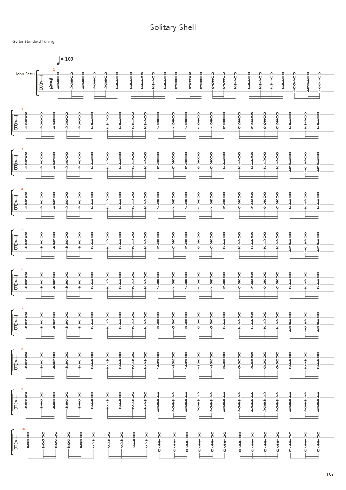 Solitary Shell吉他谱