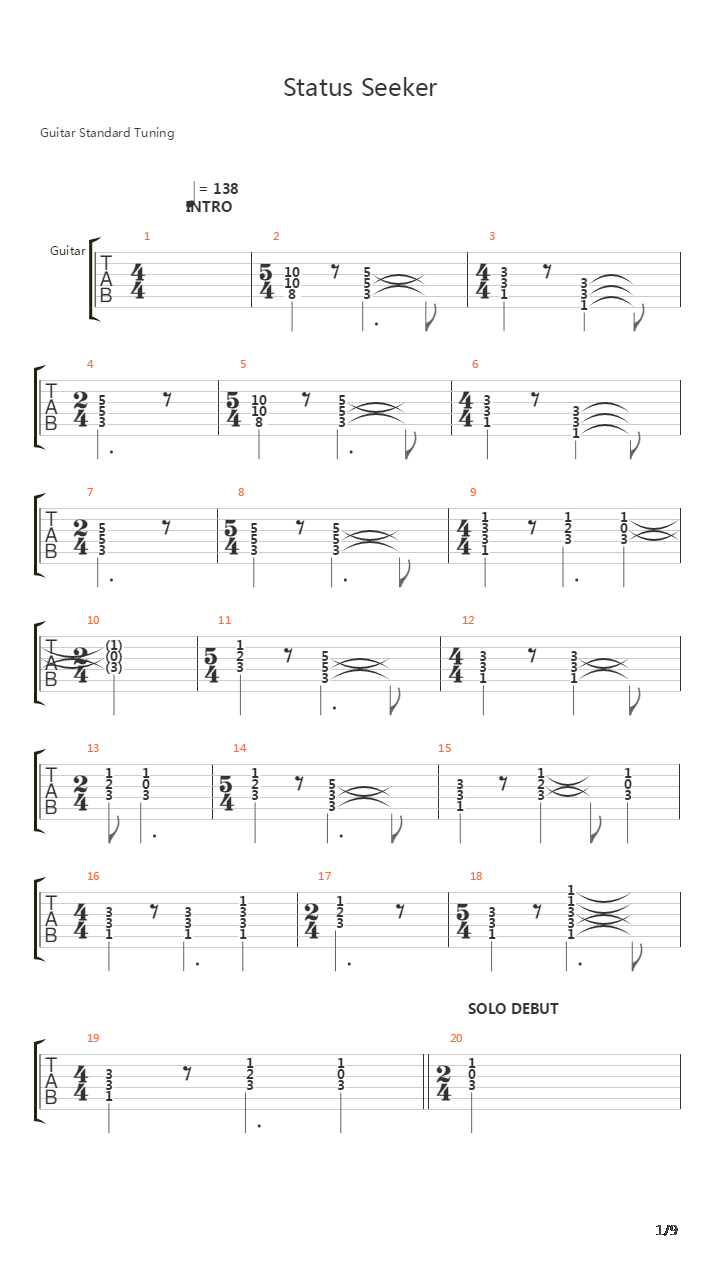 Status Seeker吉他谱