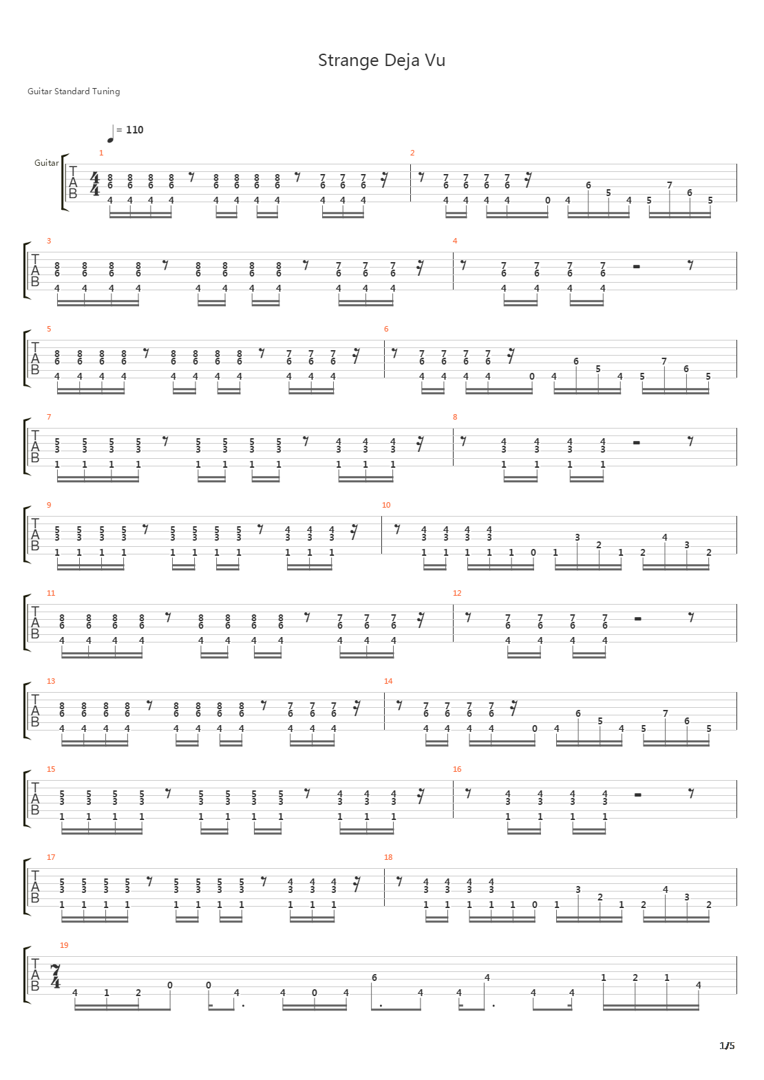 Strange Deja Vu吉他谱