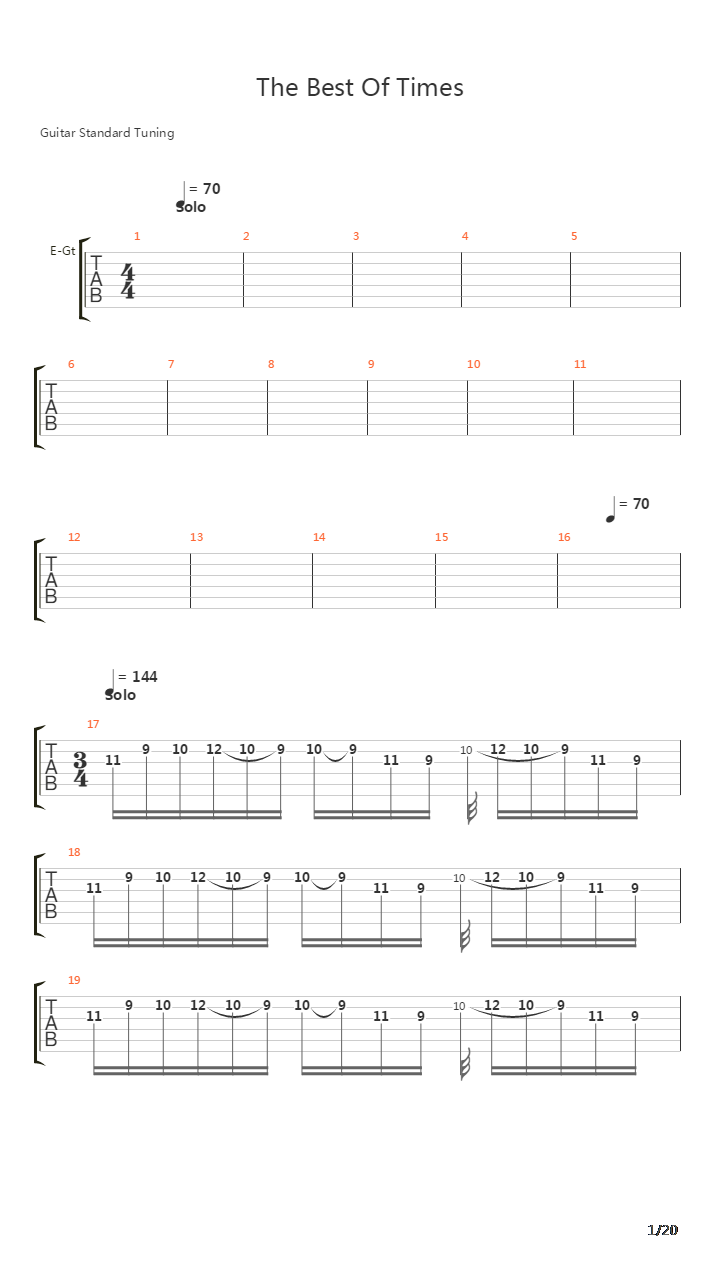 The Best Of Times吉他谱