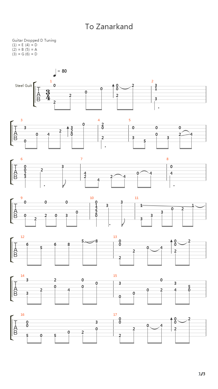 最终幻想10 - ザナルカンドにて(To Zanarkand)吉他谱