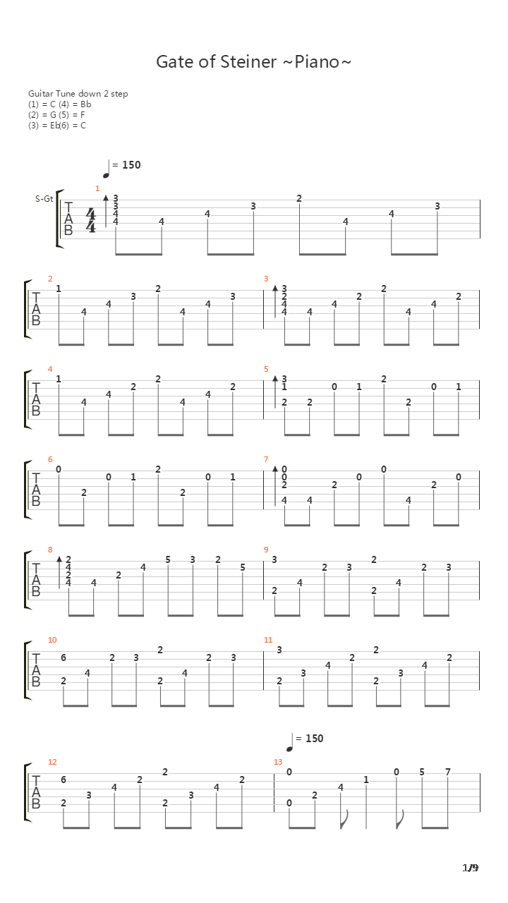 Steins;Gate(命运石之门 シュタインズゲート) - Gate of Steiner ~Piano~吉他谱