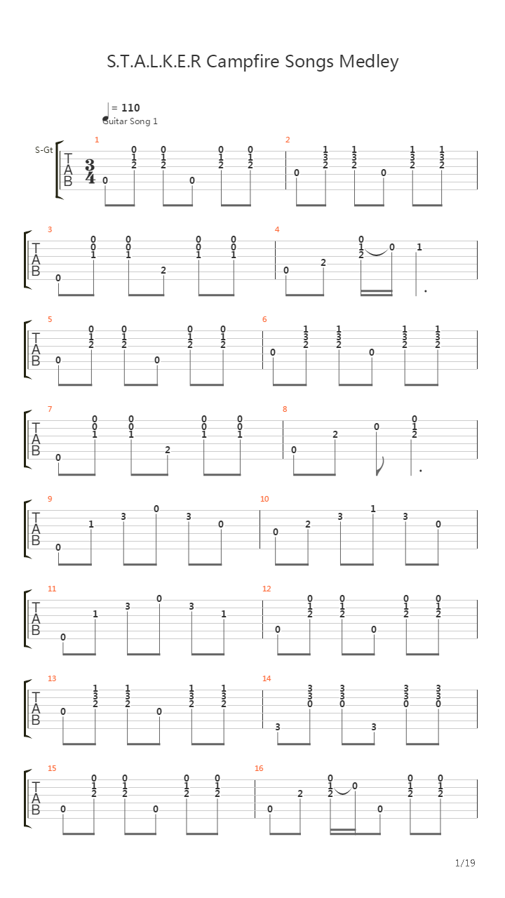 STALKER  Shadow of Chernobyl(潜行者,切尔诺贝利的阴影) - S.T.A.L.K.E.R Campfire Songs(潜行者营火歌吉他谱