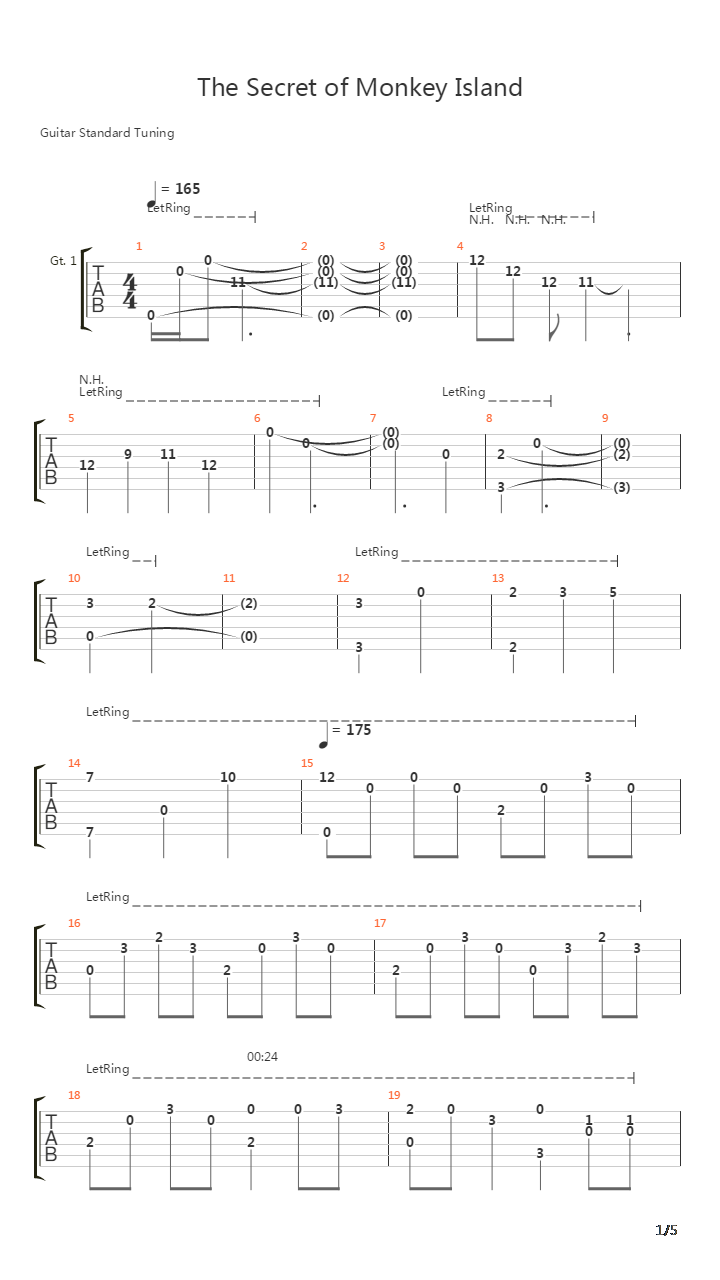 The Secret of Monkey Island(猴岛的秘密) - Main Theme吉他谱