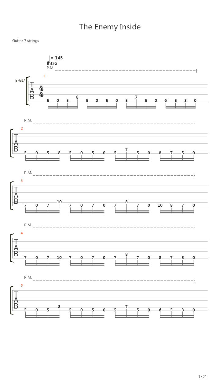 The Enemy Inside吉他谱