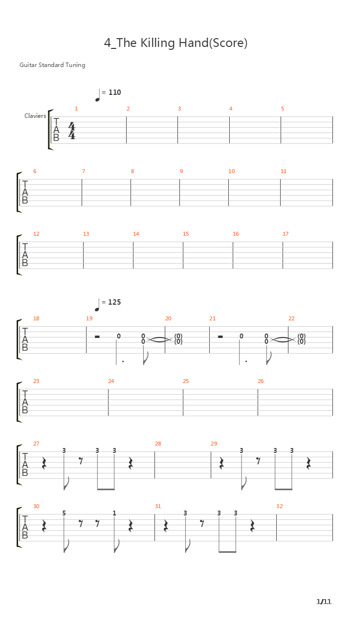 The Killing Hand吉他谱
