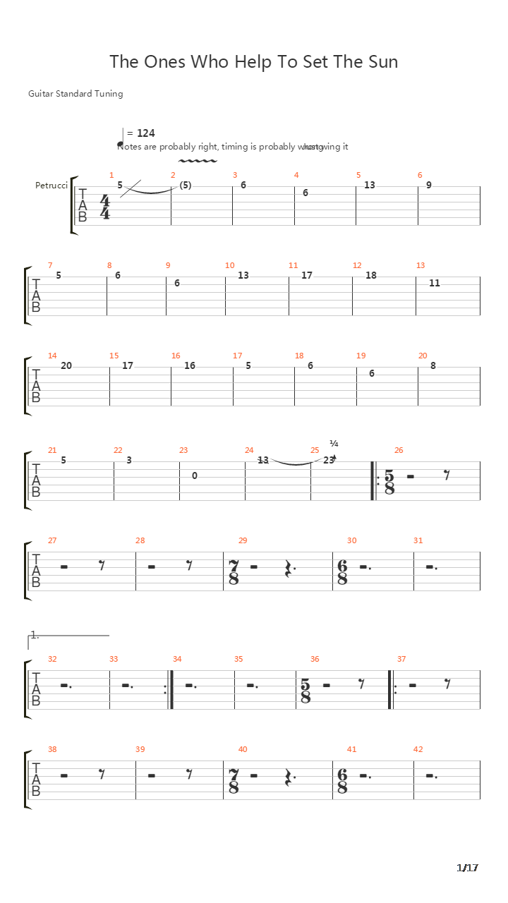 The Ones Who Help To Set The Sun吉他谱