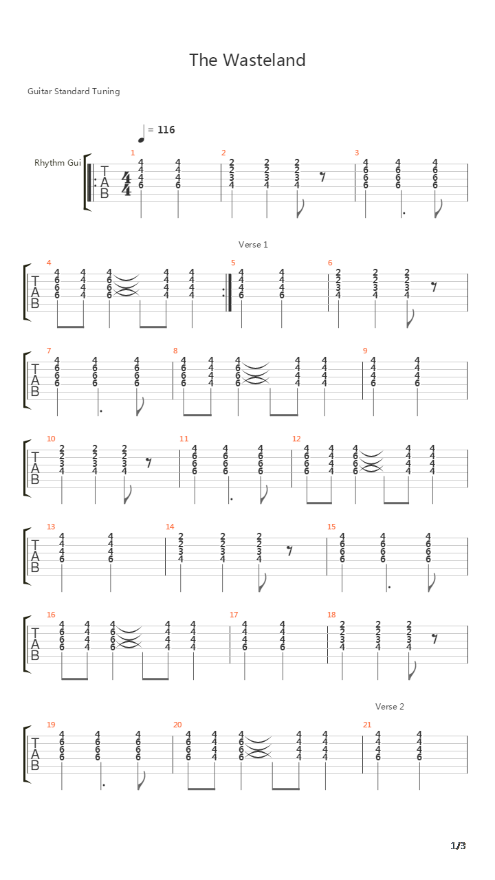 The Wasteland吉他谱