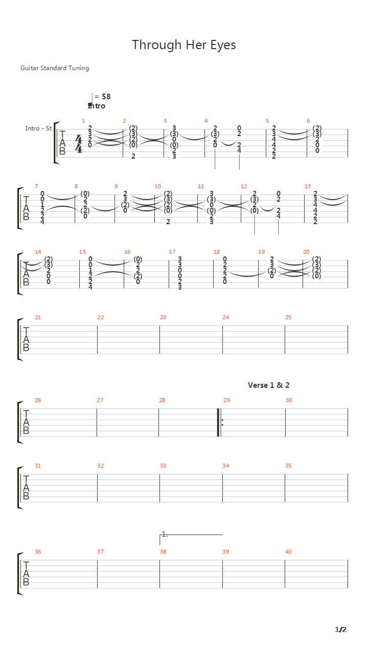 Through Her Eyes吉他谱