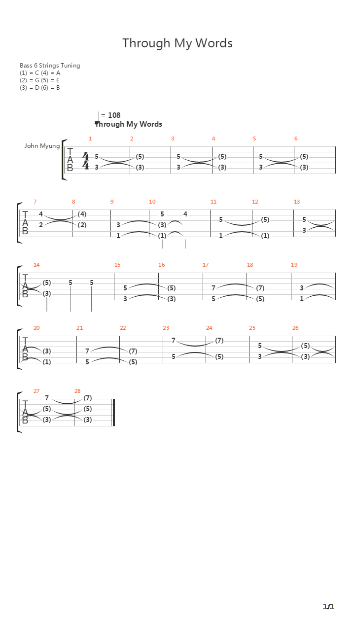Through My Words吉他谱