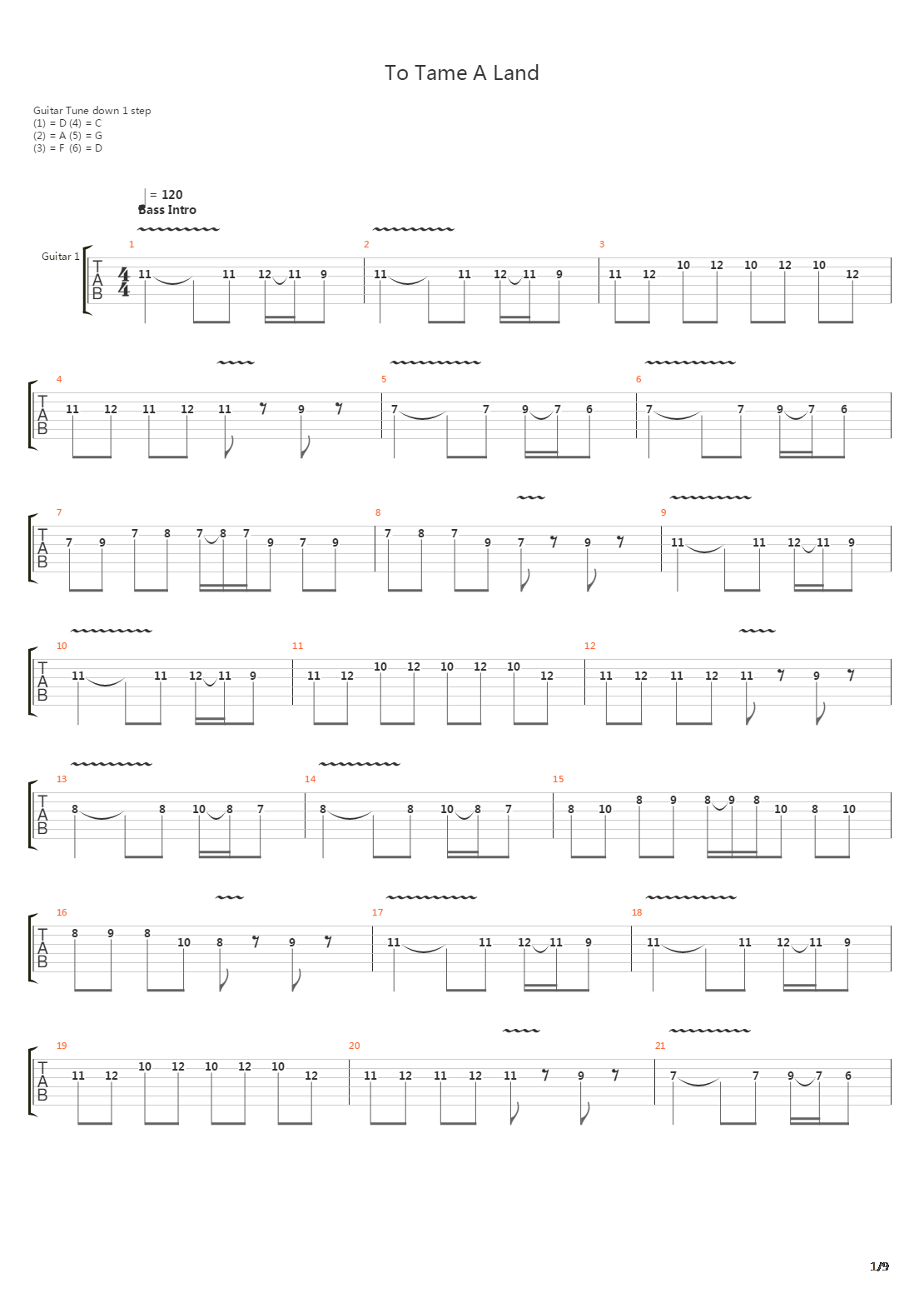 To Tame A Land吉他谱