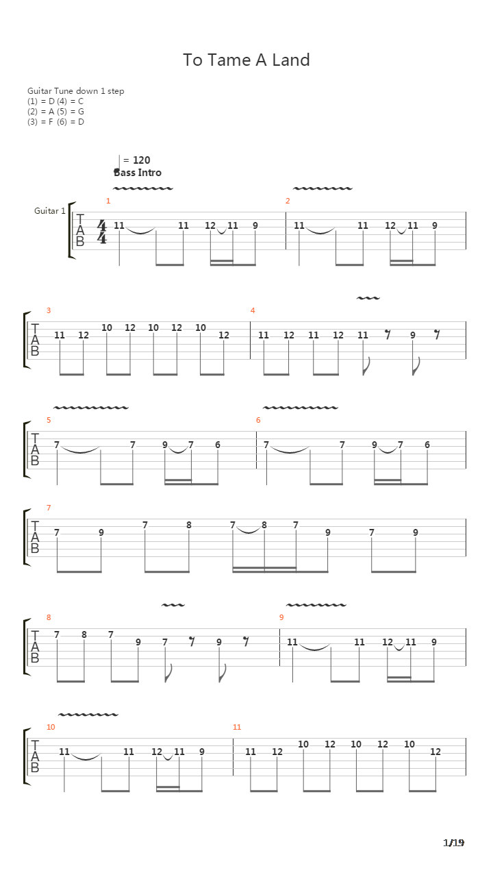 To Tame A Land吉他谱