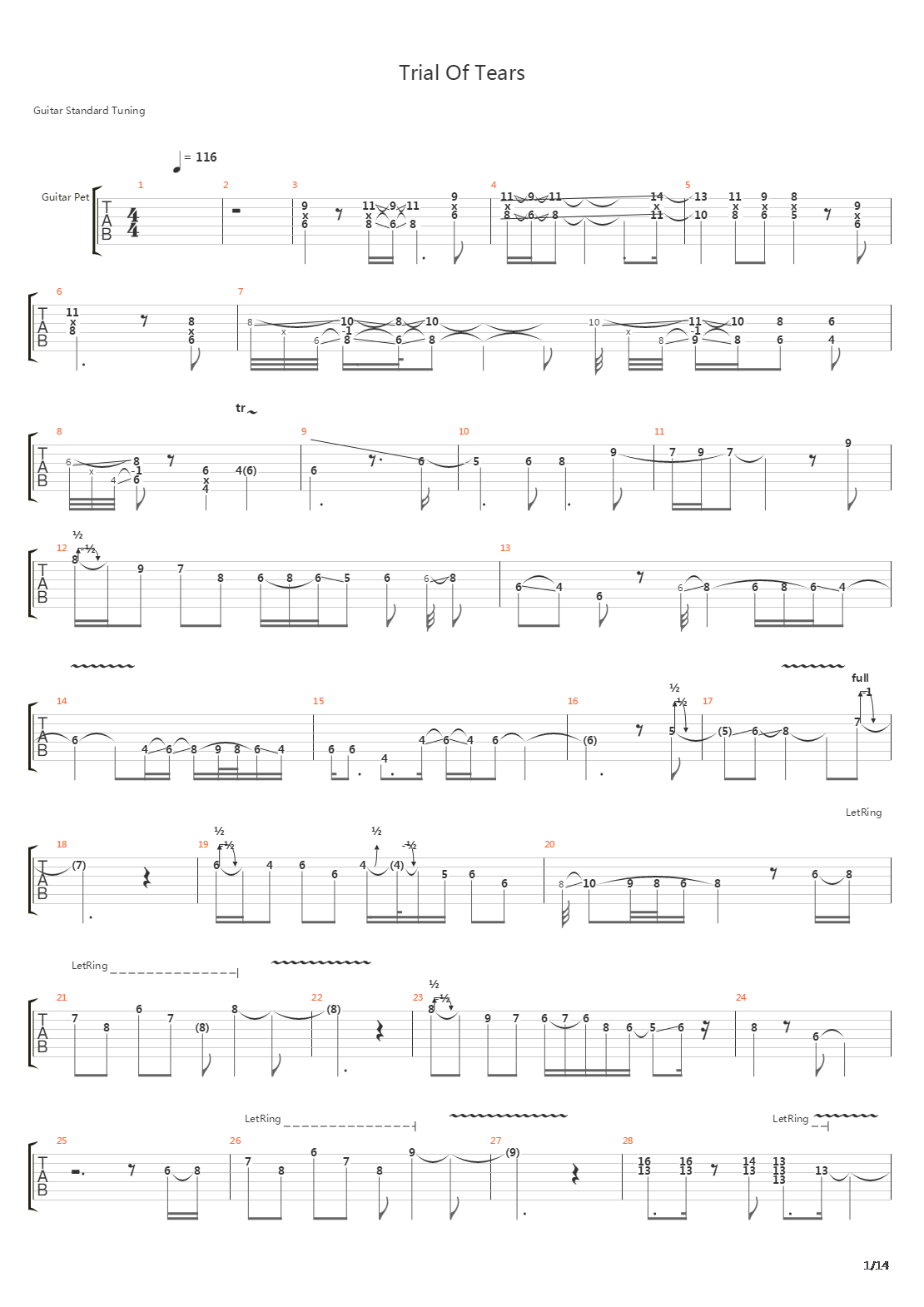 Trial Of Tears吉他谱