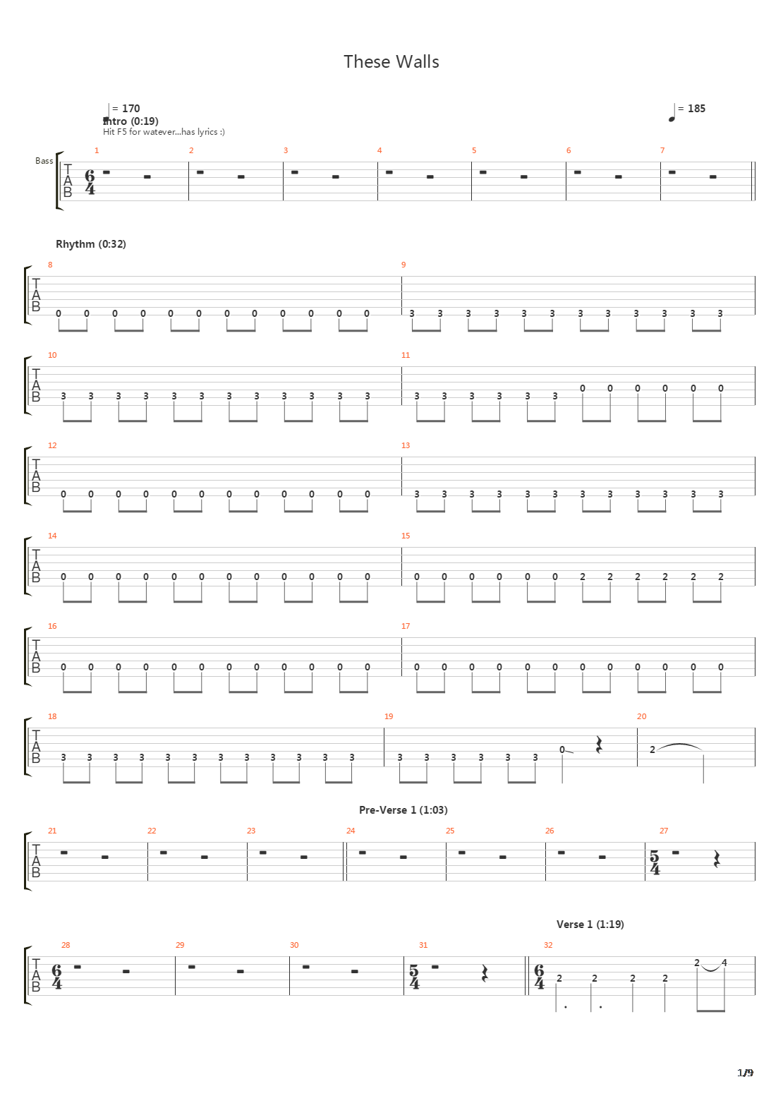 These Walls吉他谱