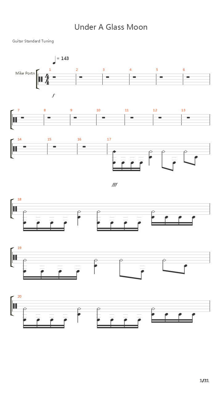 Under A Glass Moon吉他谱