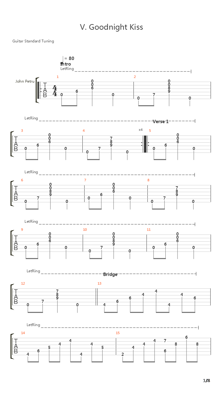V Goodnight Kiss吉他谱