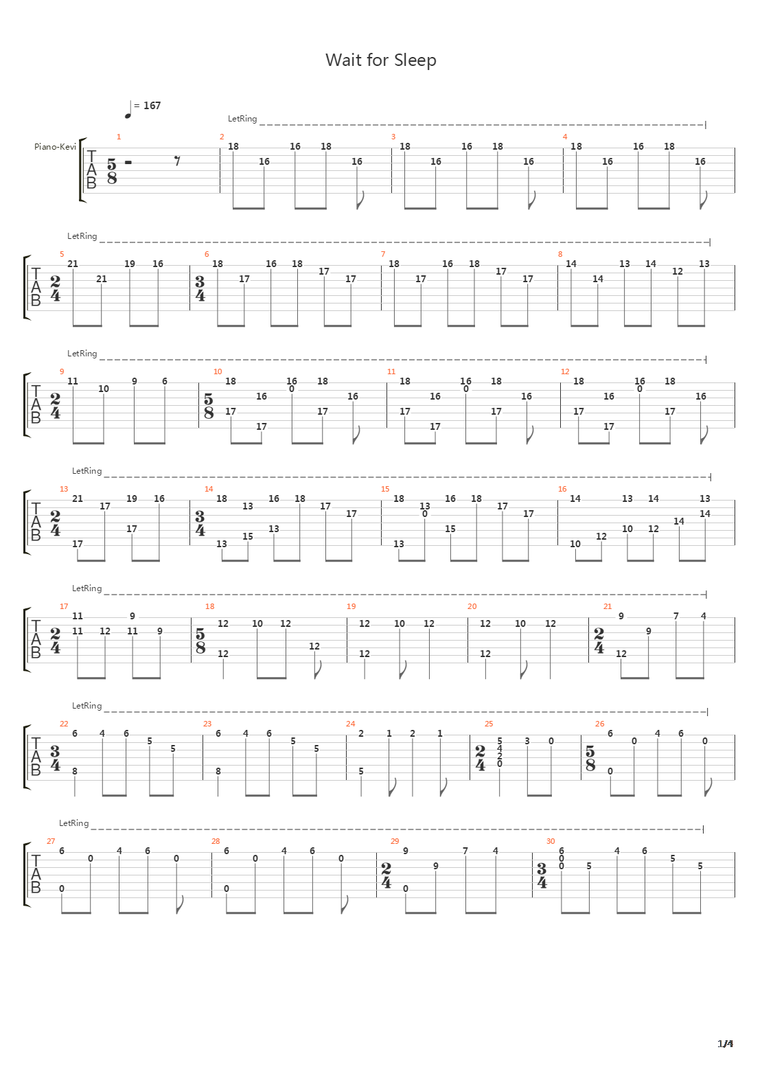 Wait For Sleep吉他谱