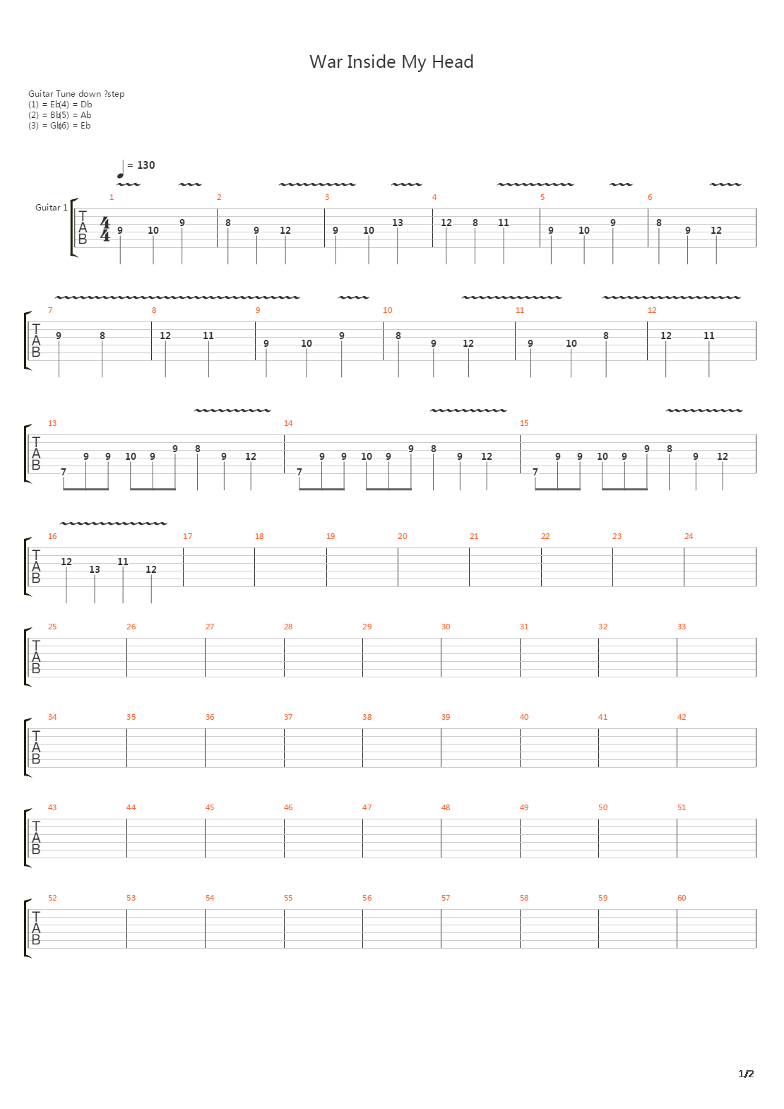 War Inside My Head吉他谱